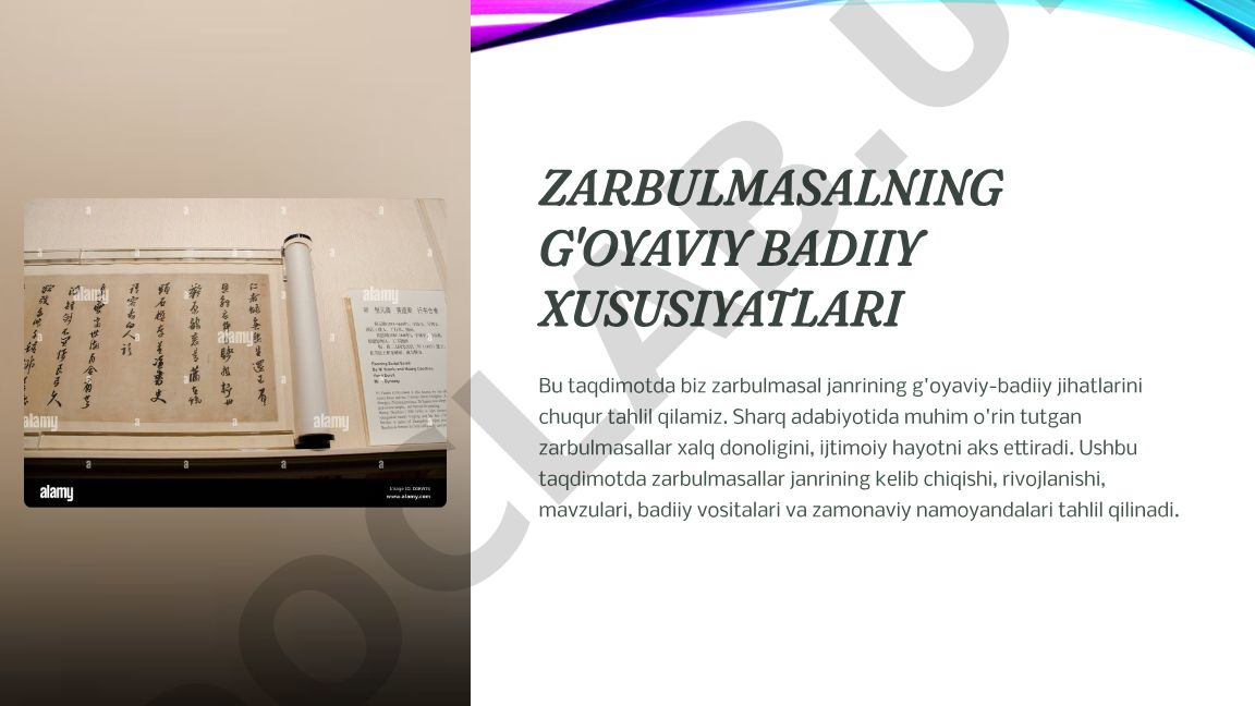 Zarbulmasalning g'oyaviy badiiy xususiyatlari