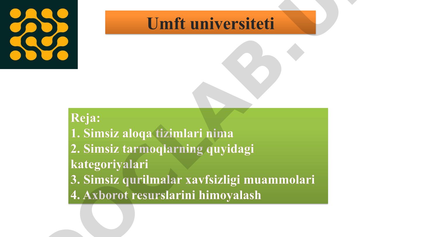 Simsiz aloqa tizimlari va kiberxavfsizlik
