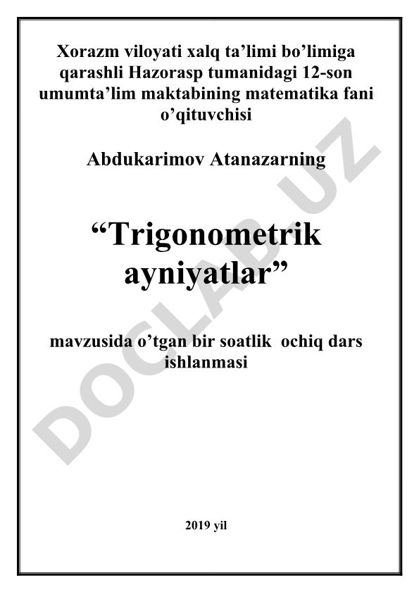Trigonometrik ayniyatlar