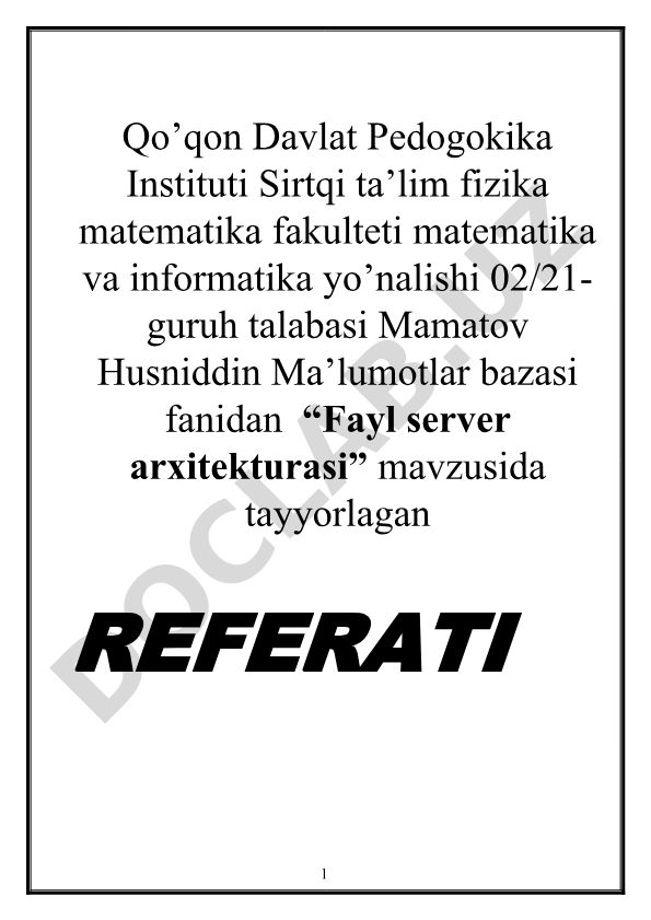 Fayl server arxitekturasi