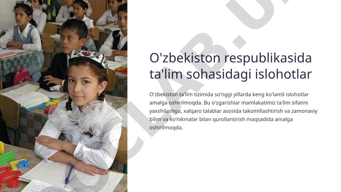 O'zbekistonda ta'lim sohasidagi islohotlar va yangi davlat standartlari