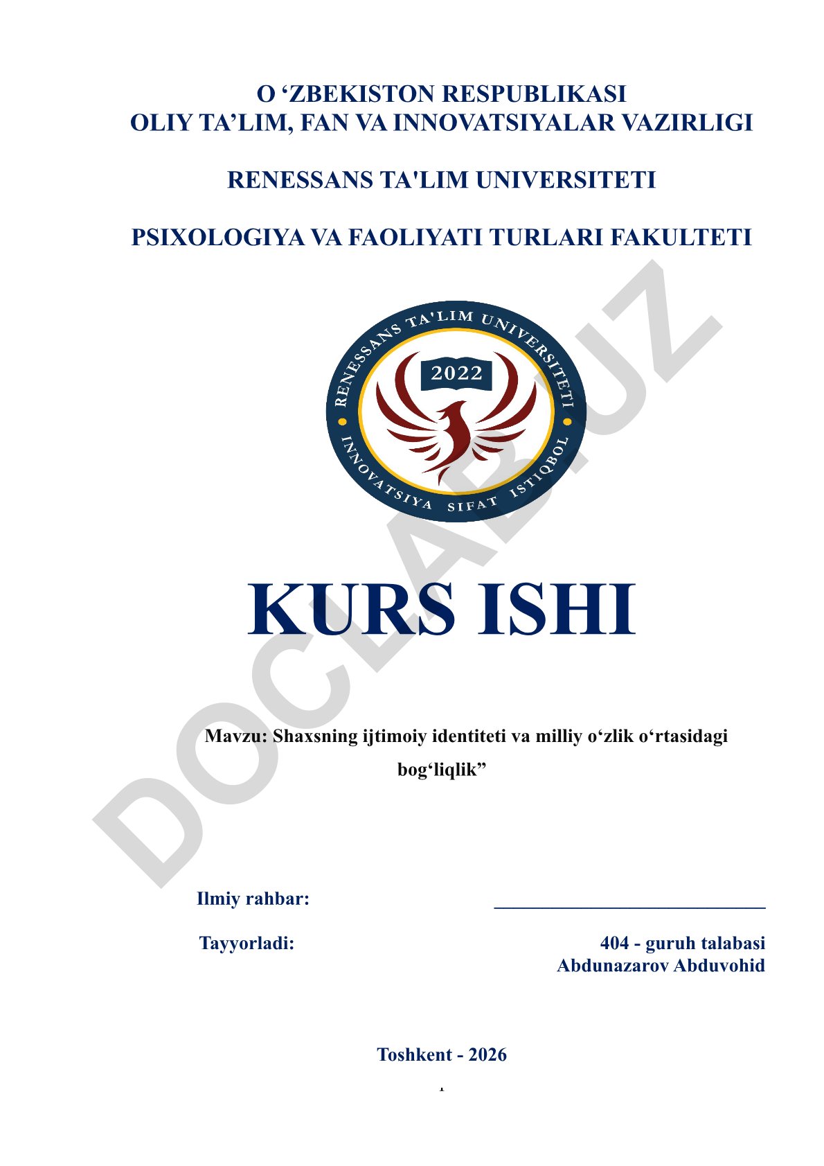 Shaxsning ijtimoiy identiteti va milliy o‘zlik o‘rtasidagi bog‘liqlik