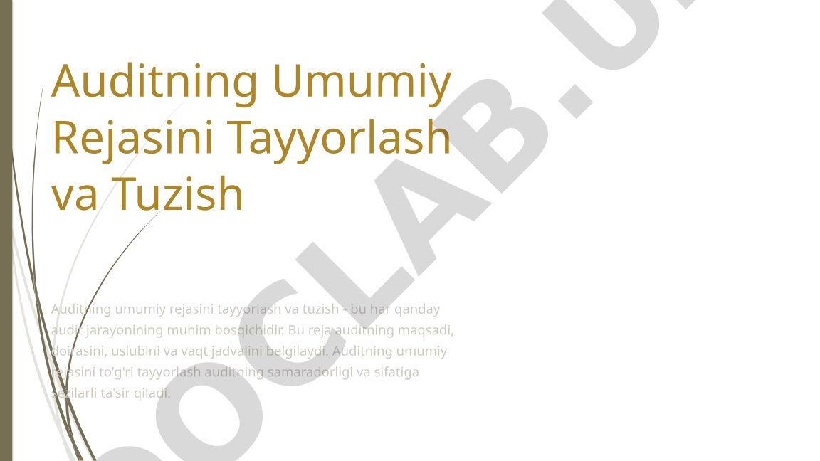 Auditning umumiy rejasini tayyorlash va tuzish