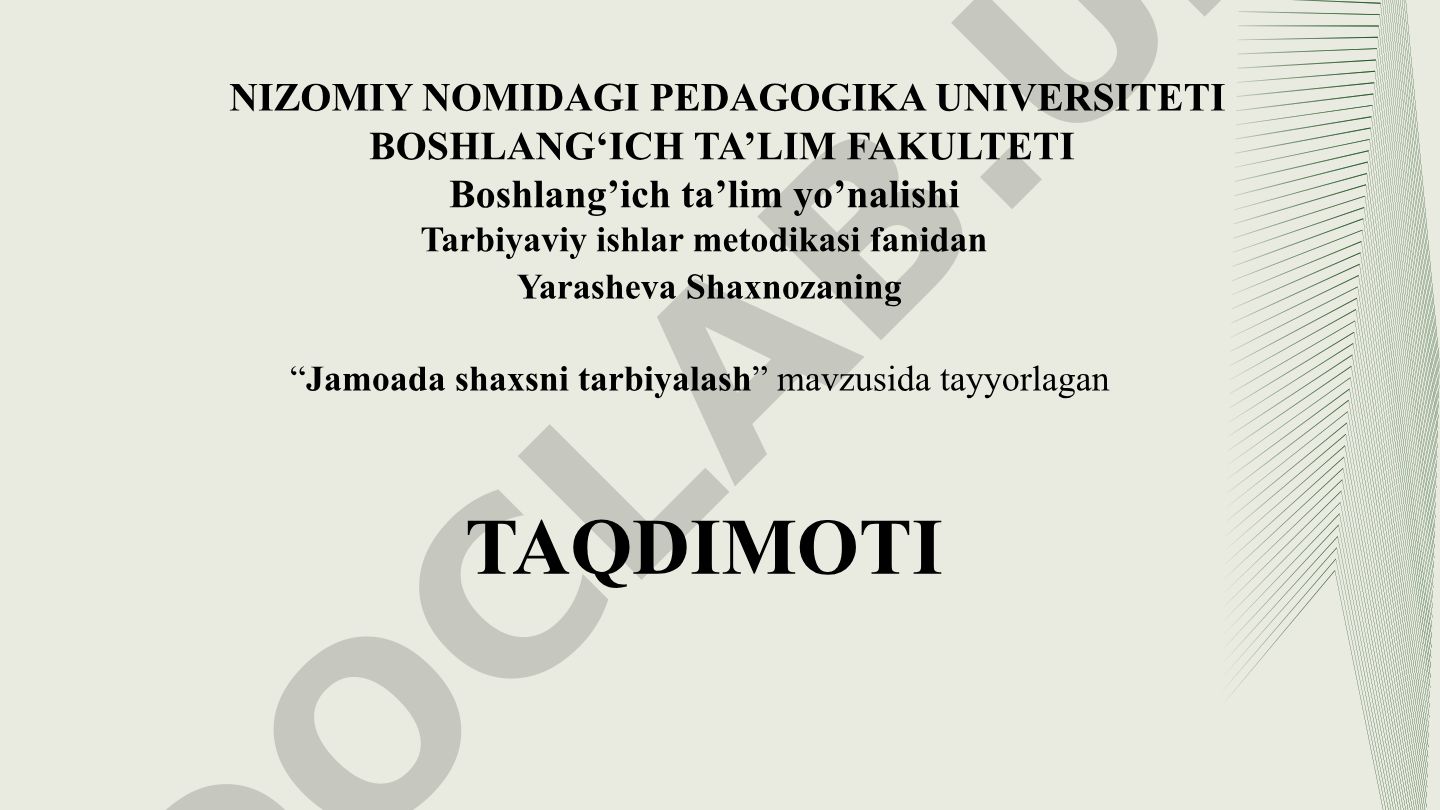 Jamoada shaxsni tarbiyalash