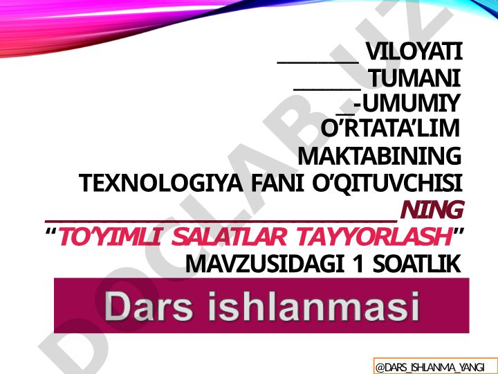 To'yimli salatlar tayyorlash