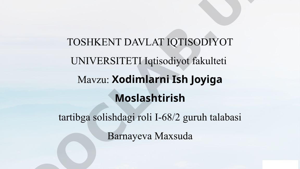 Xodimlarni Ish Joyiga Moslashtirish tartibga solishdagi roli