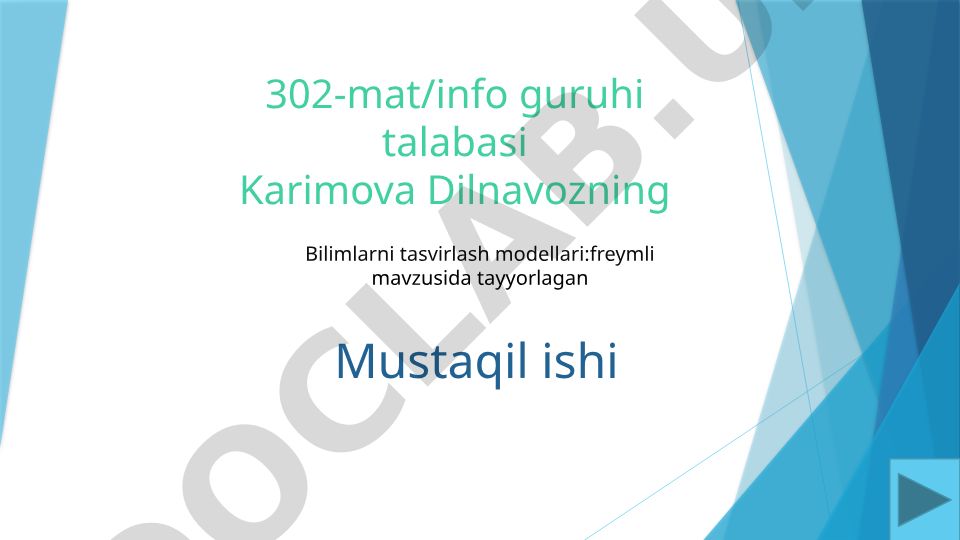 Bilimlarni tasvirlash modellari: freymli modellar