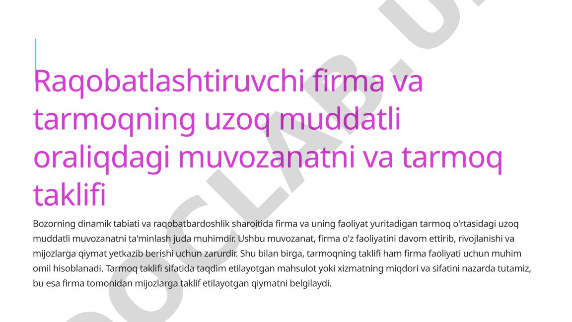 Raqobatlashtiruvchi firma va tarmoqning uzoq muddatli muvozanati