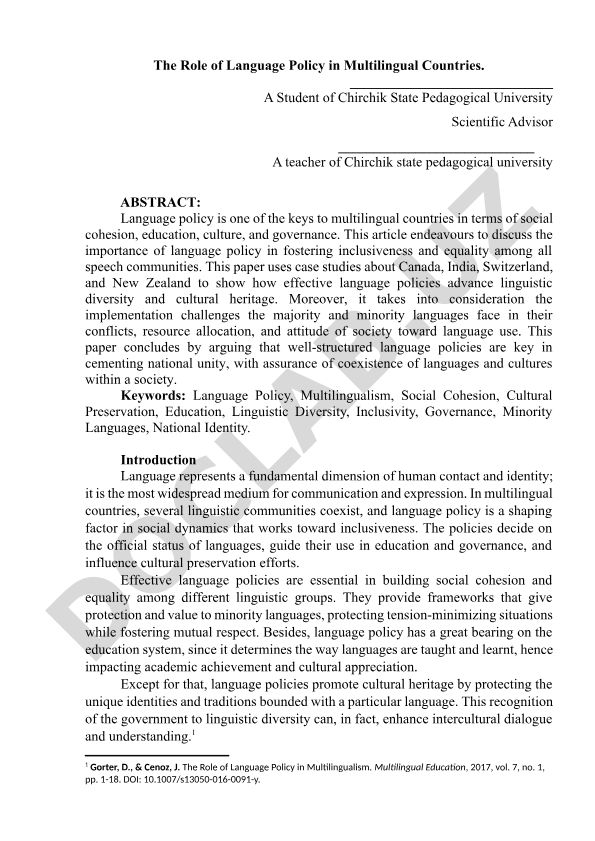 The Role of Language Policy in Multilingual Countries