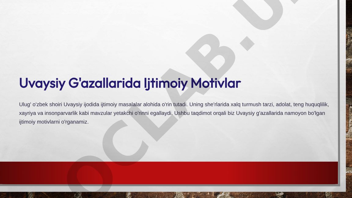 Uvaysiy G'azallarida Ijtimoiy Motivlar