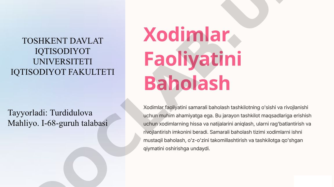 Xodimlar faoliyatini boshqarish va baholash tizimi