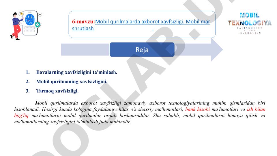Mobil qurilmalarda axborot xavfsizligi