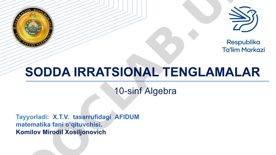 Sodda irratsional tenglamalar