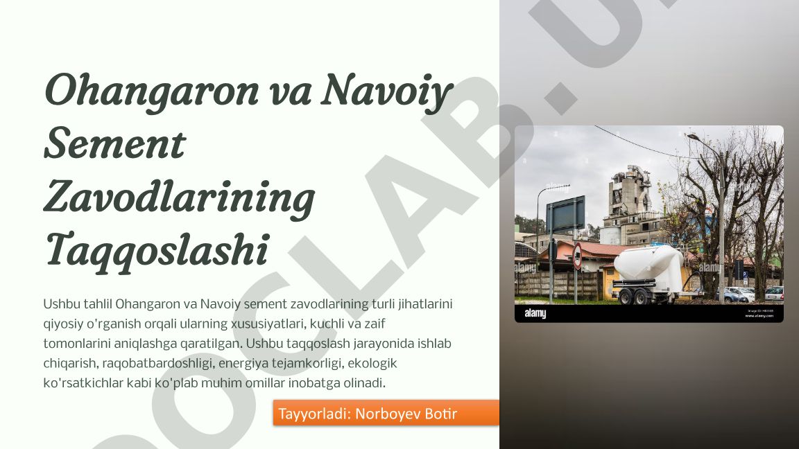 Ohangaron va Navoiy Sement Zavodlarining Taqqoslashi