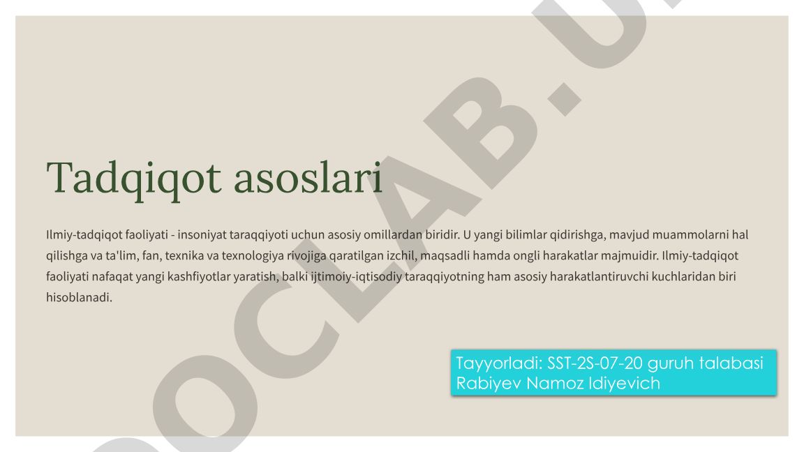 Ilmiy-tadqiqot faoliyati tushunchasi, mazmuni va mohiyati