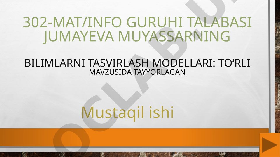 Bilimlarni tasvirlash modellari: to‘rli modellar