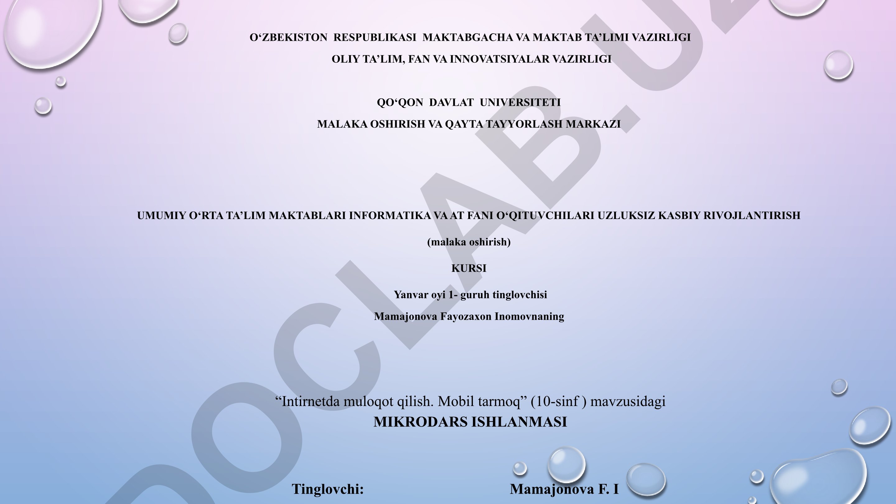 Internetda muloqot qilish va mobil tarmoqlar