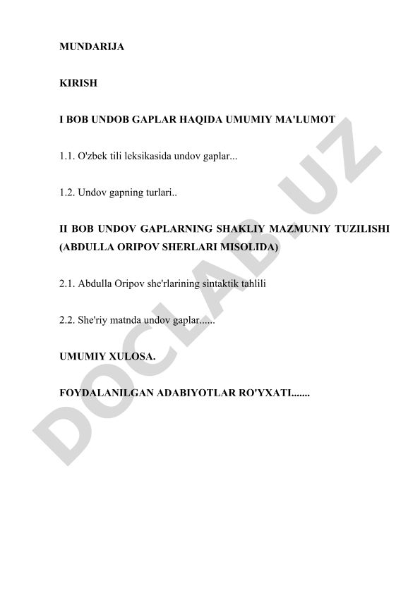 O'zbek tili leksikasida undov gaplar va Abdulla Oripov she'riyatida ularning qo'llanilishi