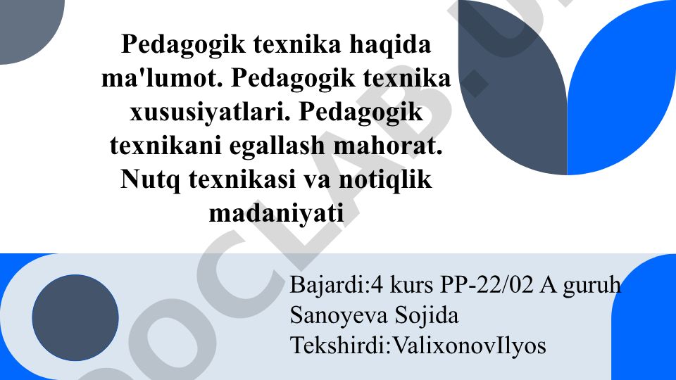 Pedagogik texnika va nutq madaniyatining o'rni