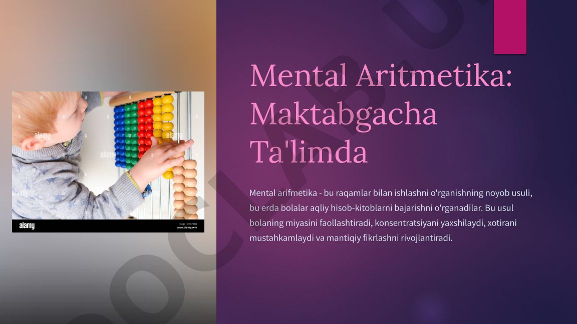 Mental Aritmetika: Maktabgacha Ta'limda