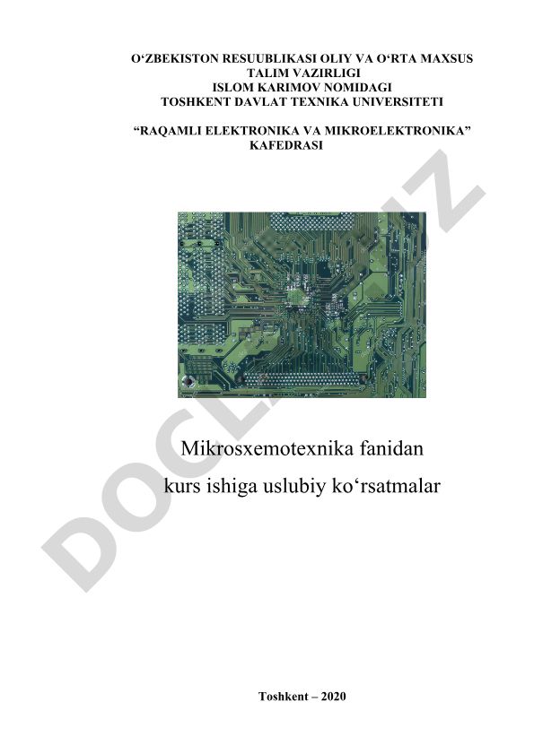 Mikrosxematexnika fanidan kurs ishiga uslubiy ko‘rsatmalar