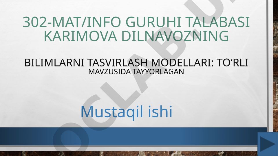Bilimlarni tasvirlash modellari: to‘rli