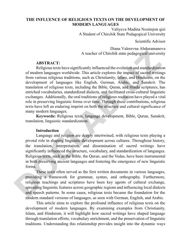The Influence of Religious Texts on the Development of Modern Languages