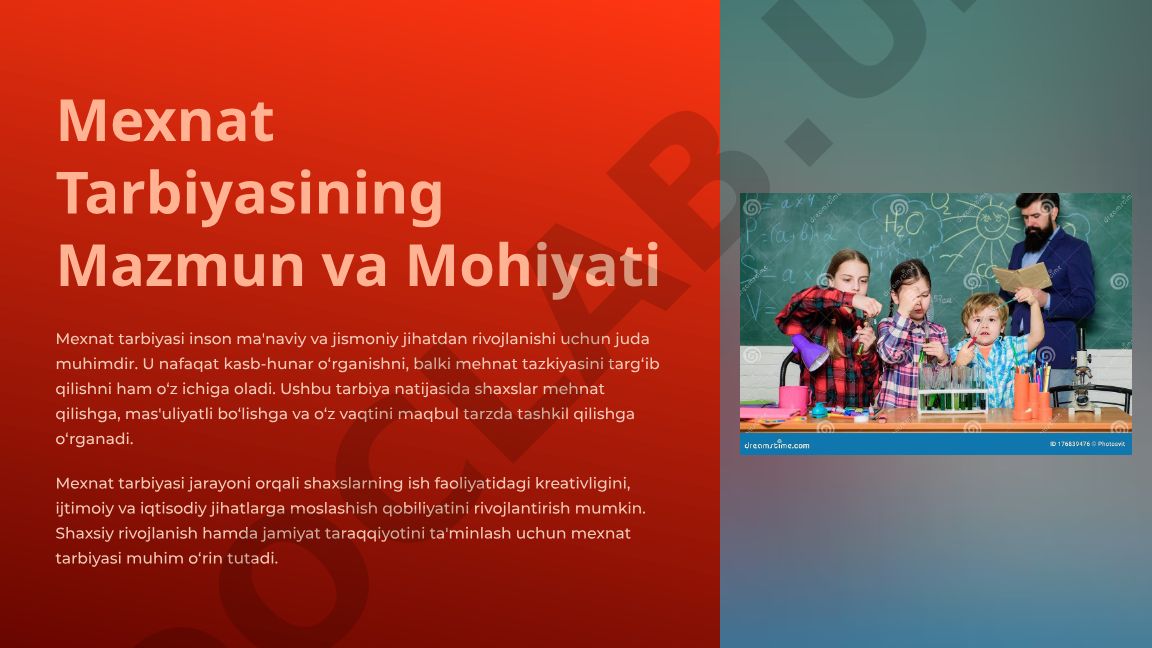 Mexnat Tarbiyasining Mazmun va Mohiyati