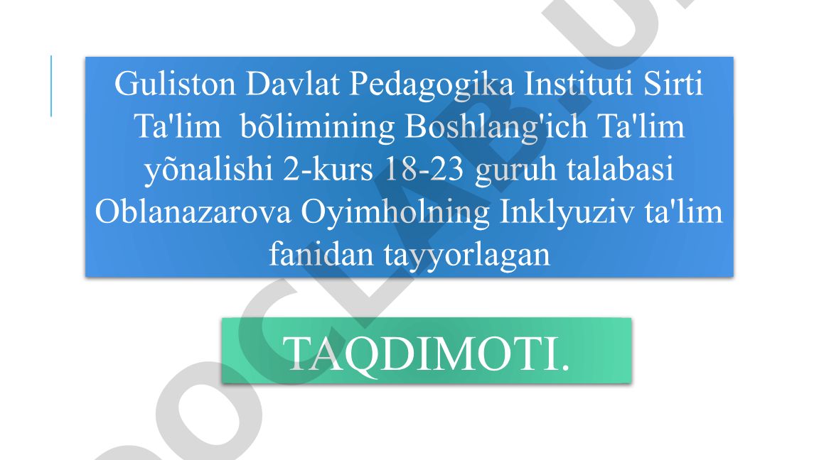 Inklyuziv ta'lim konseptsiyasi va uning ahamiyati