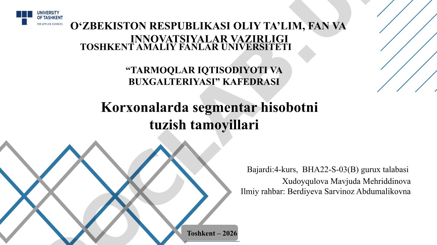 Korxonalarda segmentar hisobotni tuzish tamoyillari