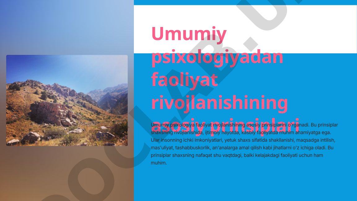 Umumiy psixologiyada faoliyat rivojlanishining asosiy prinsiplari