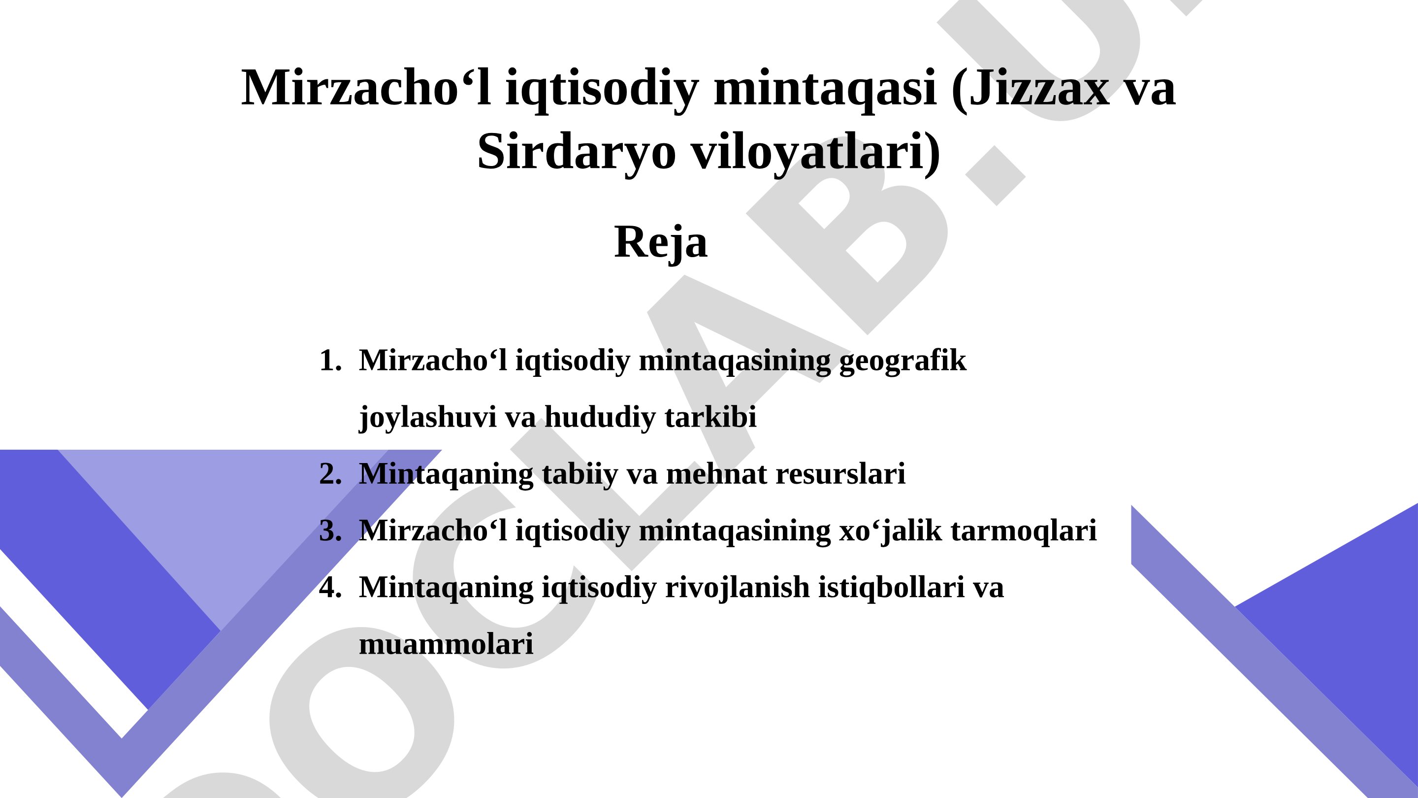 Mirzacho‘l iqtisodiy mintaqasining geografik joylashuvi va rivojlanish istiqbollari