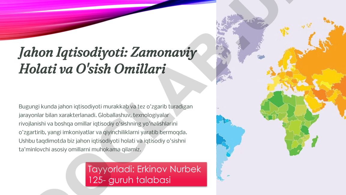 Jahon Iqtisodiyoti: Zamonaviy Holati va O'sish Omillari