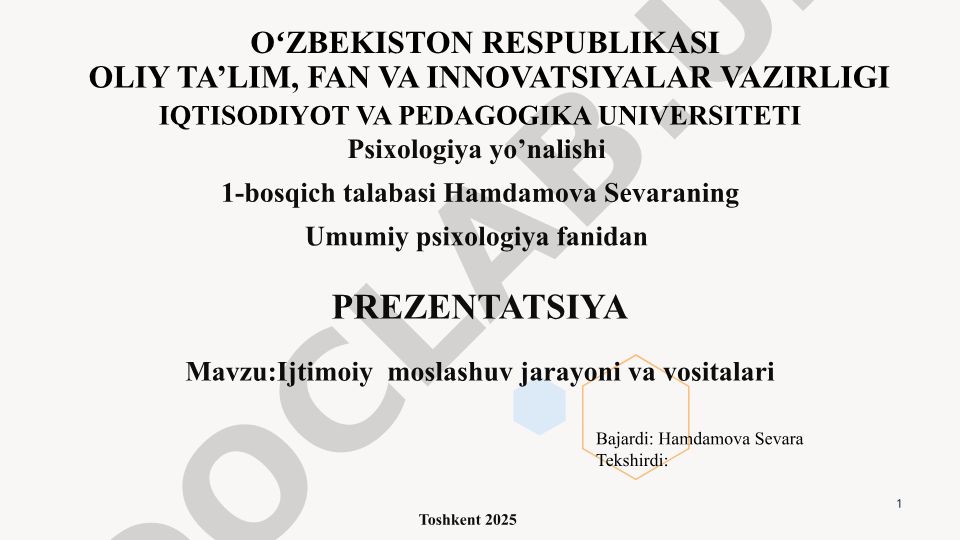 Ijtimoiy moslashuv jarayoni va vositalari