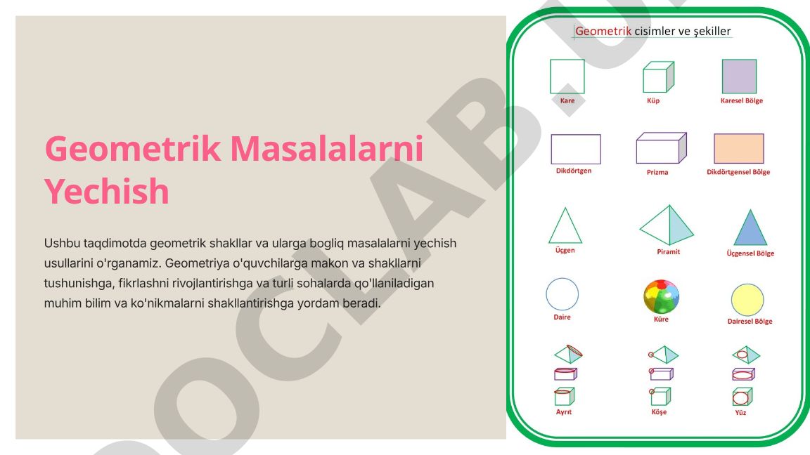 Geometrik Masalalarni Yechish