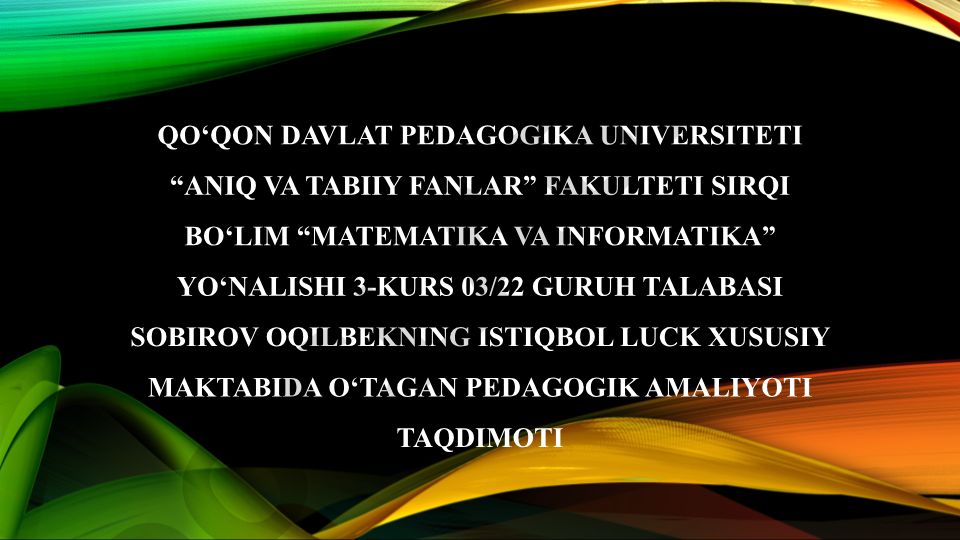 Pedagogik amaliyot tajribasi va dars jarayoni