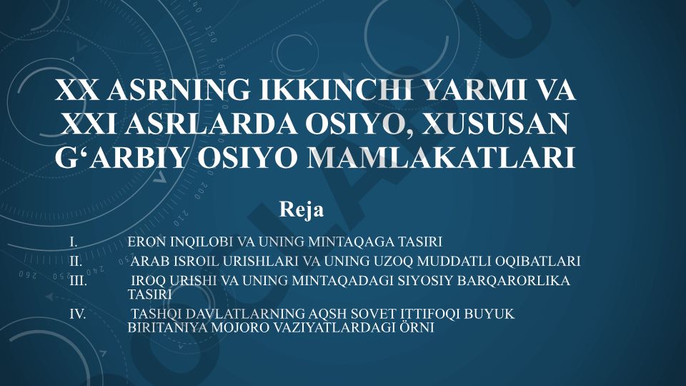 G‘arbiy Osiyo mintaqasidagi tarixiy voqealar va ularning ta’siri