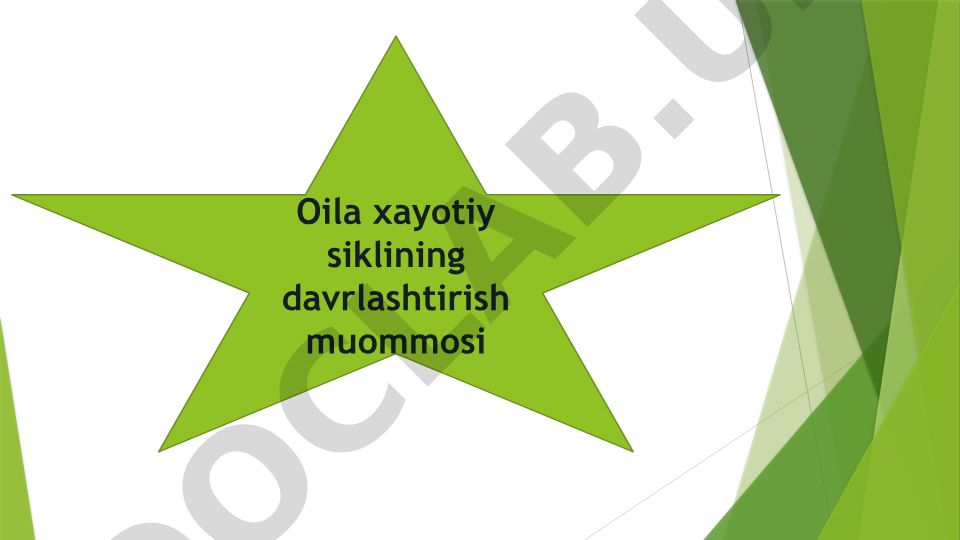 Oila hayotiy siklining davrlashtirish muammosi