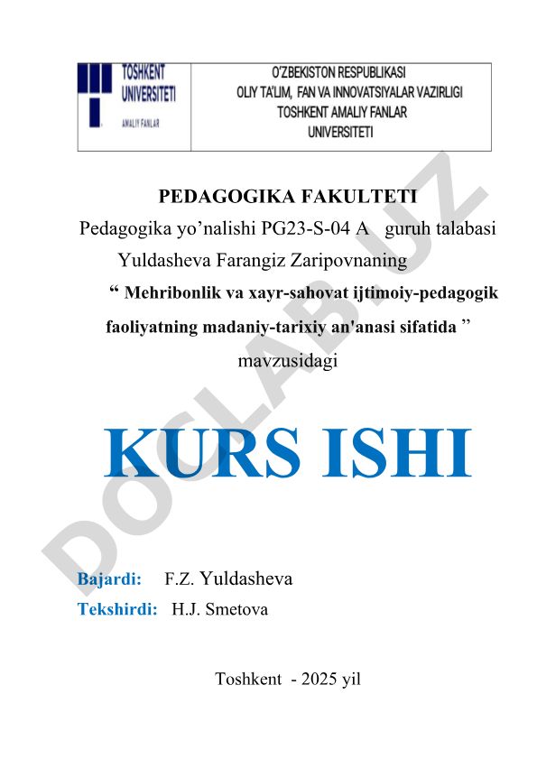 Mehribonlik va xayr-sahovat ijtimoiy-pedagogik faoliyatning madaniy-tarixiy an'anasi sifatida