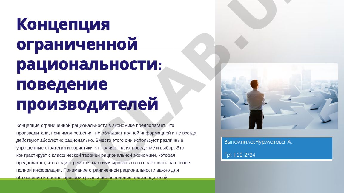 Концепция ограниченной рациональности в поведении производителей