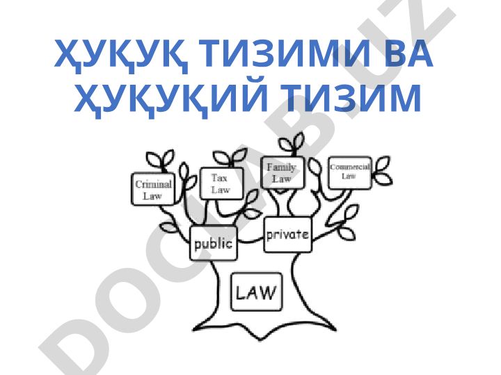 Ҳуқуқ тизими ва ҳуқуқий тизим тушунчалари ва тузилиши