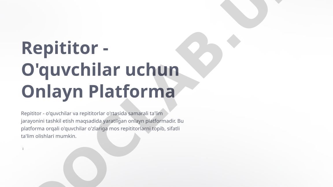 Repititor - O'quvchilar uchun Onlayn Platforma