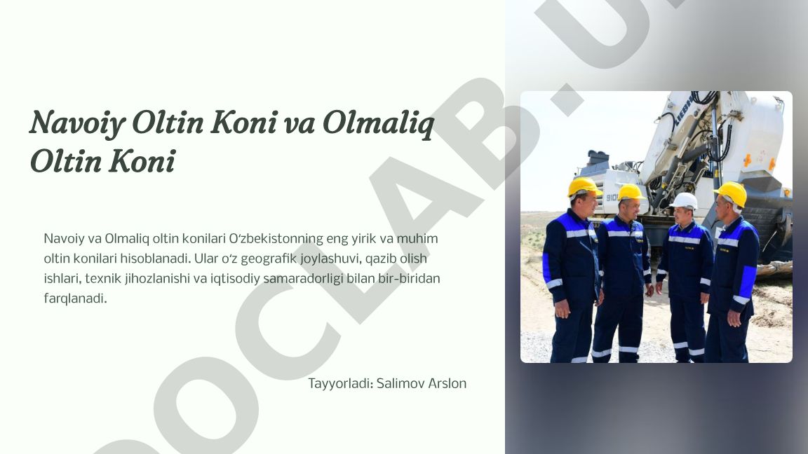 Navoiy va Olmaliq oltin konlarining geografik joylashuvi va tarixi