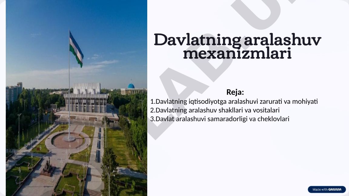 Davlatning iqtisodiyotga aralashuv mexanizmlari