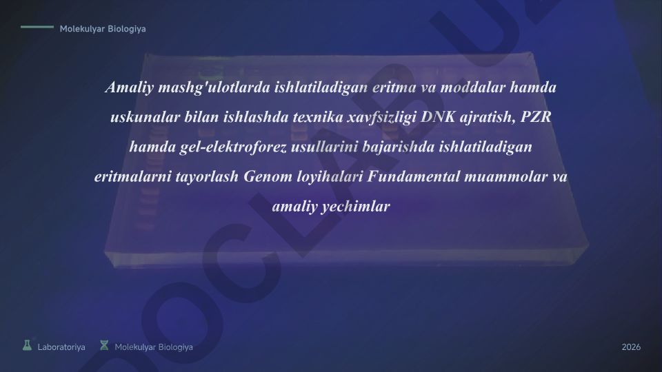 Molekulyar biologiya laboratoriyasida xavfsizlik va eritmalarni tayyorlash