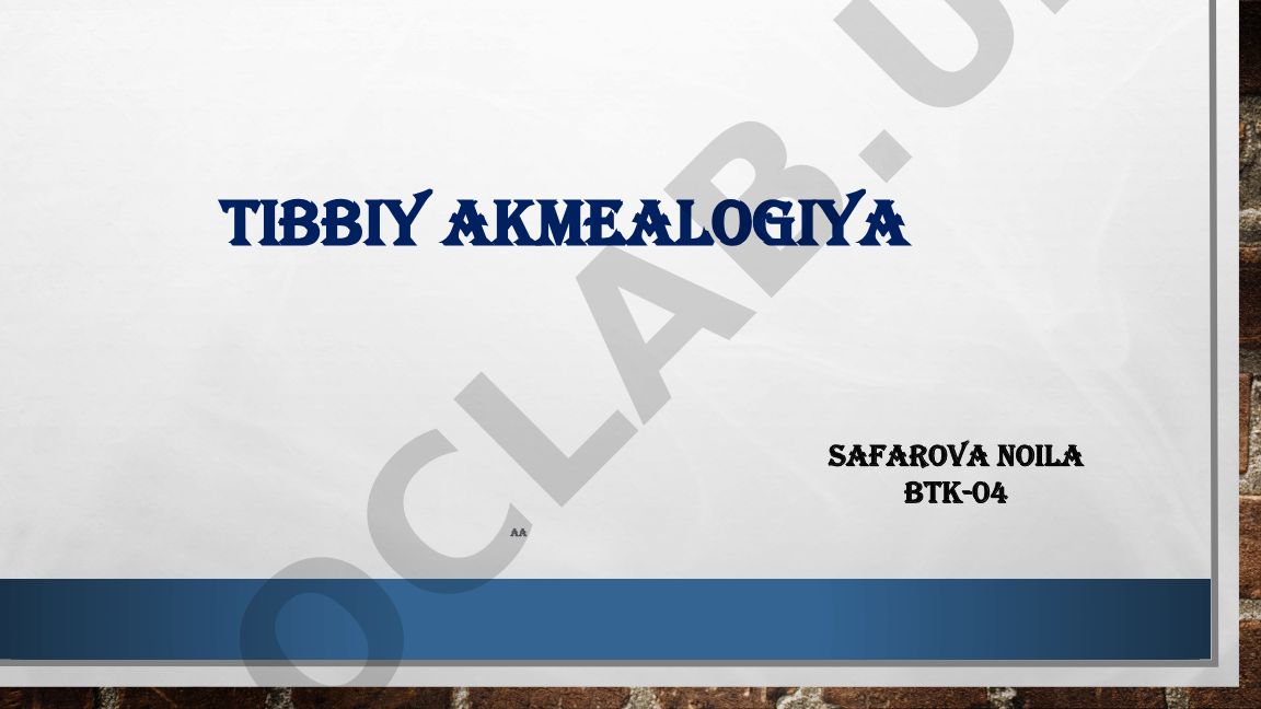 Tibbiy akmealogiyaning asosiy tushunchalari va usullari