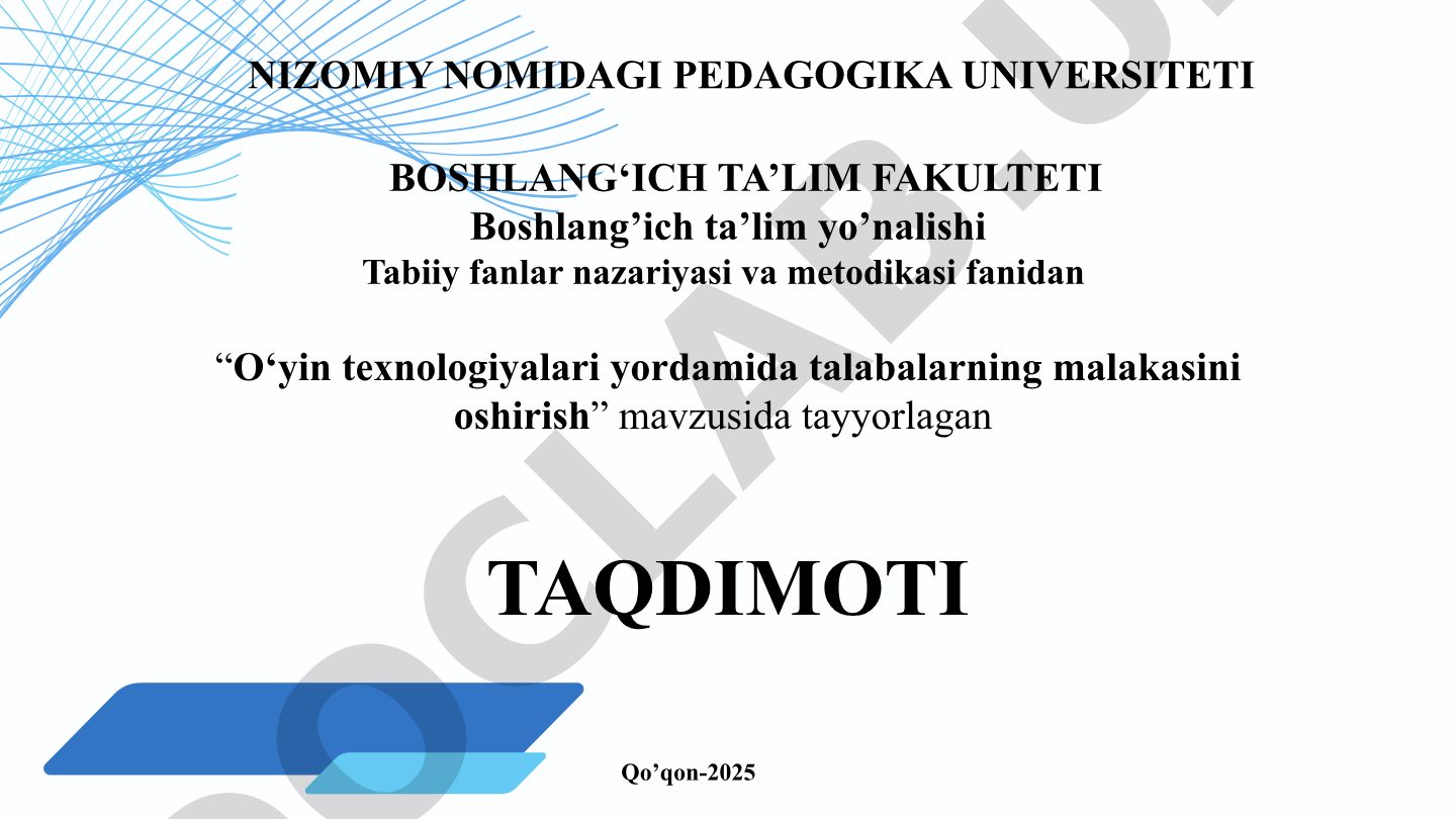 O‘yin texnologiyalari yordamida talabalarning malakasini oshirish