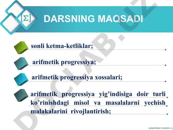 Sonli ketma-ketliklar va arifmetik progressiya