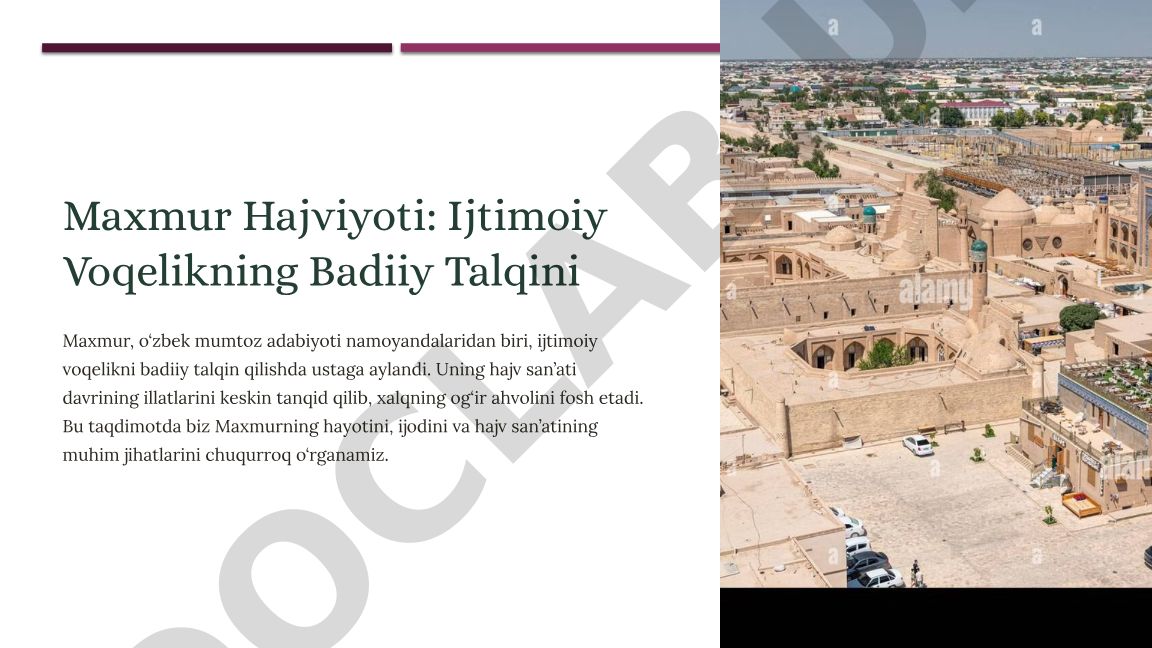Maxmur hajviyoti: Ijtimoiy voqelikning badiiy talqini