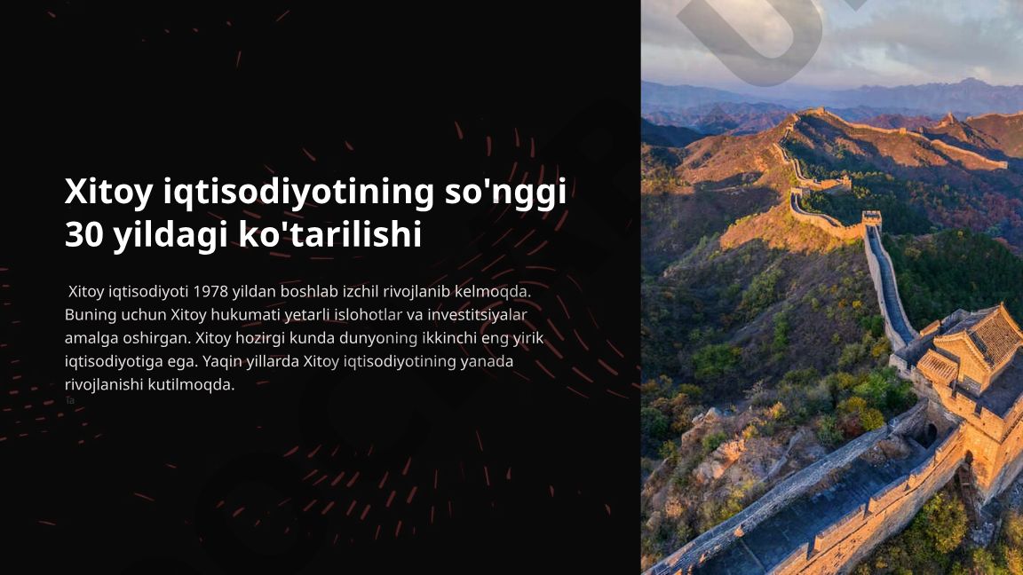 Xitoy iqtisodiyotining so'nggi 30 yildagi rivojlanishi va istiqbollari